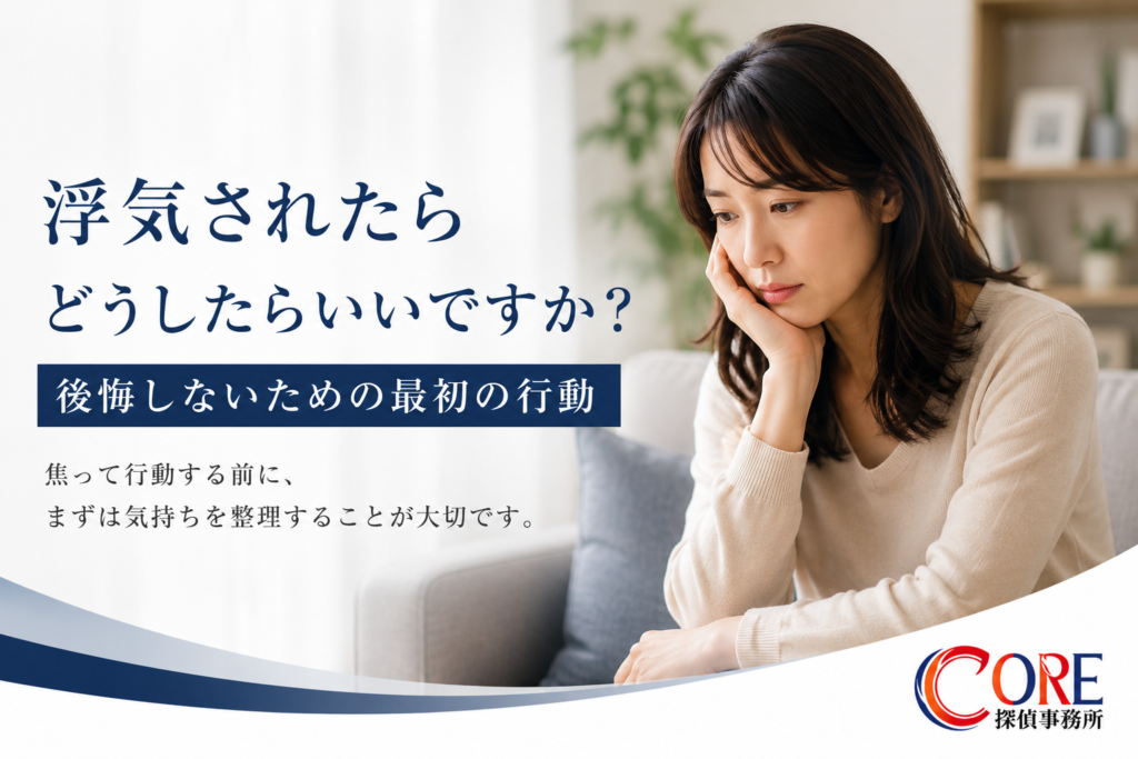 浮気を疑い、不安な気持ちで今後について考える女性のイメージ