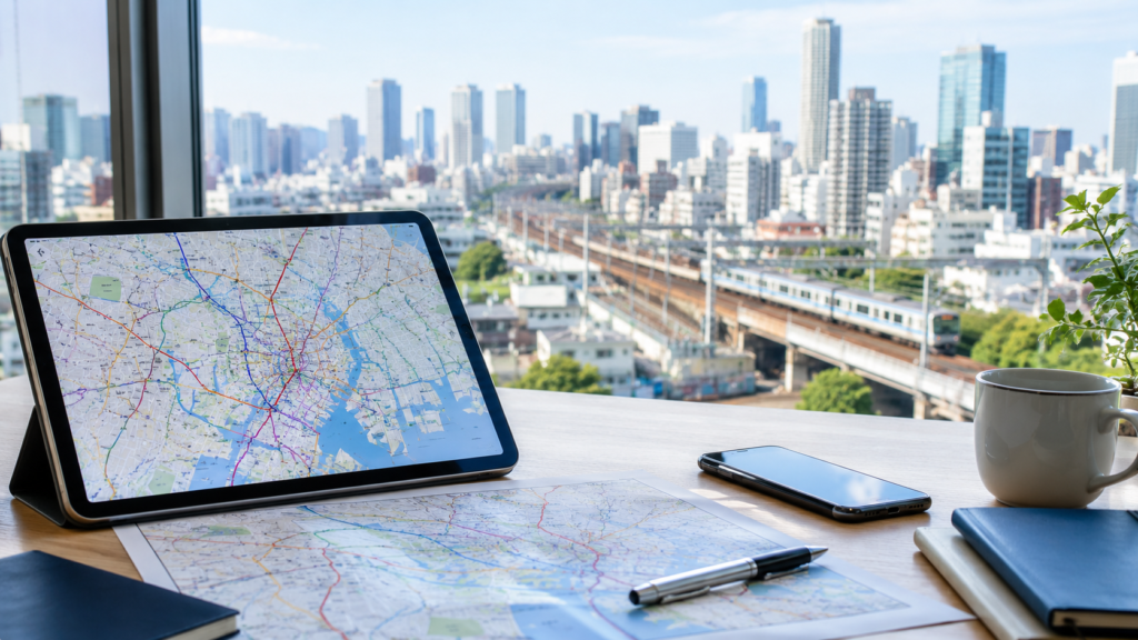 東京都内の複数地域にまたがる浮気調査のイメージ