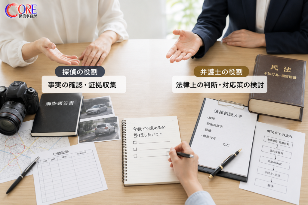 浮気調査における探偵と弁護士の役割の違い