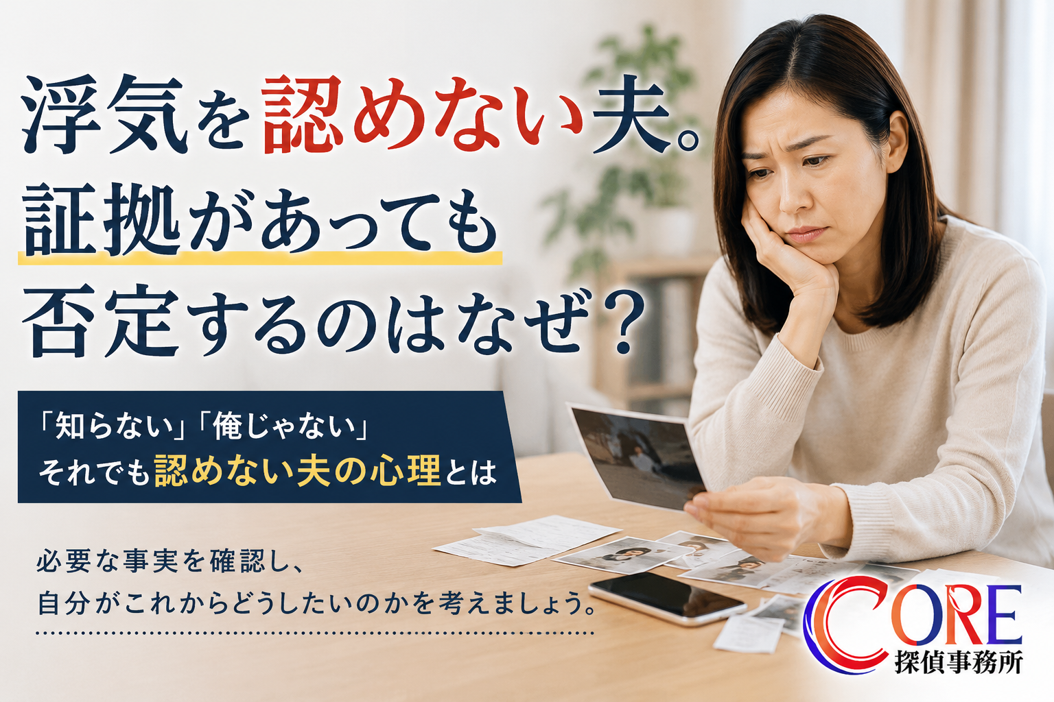 浮気の証拠があっても認めない夫について解説するコラムのイメージ