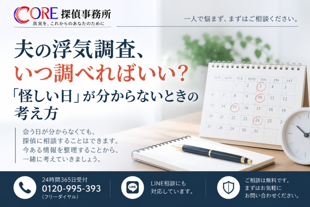 夫の浮気調査で怪しい日が分からないときの考え方