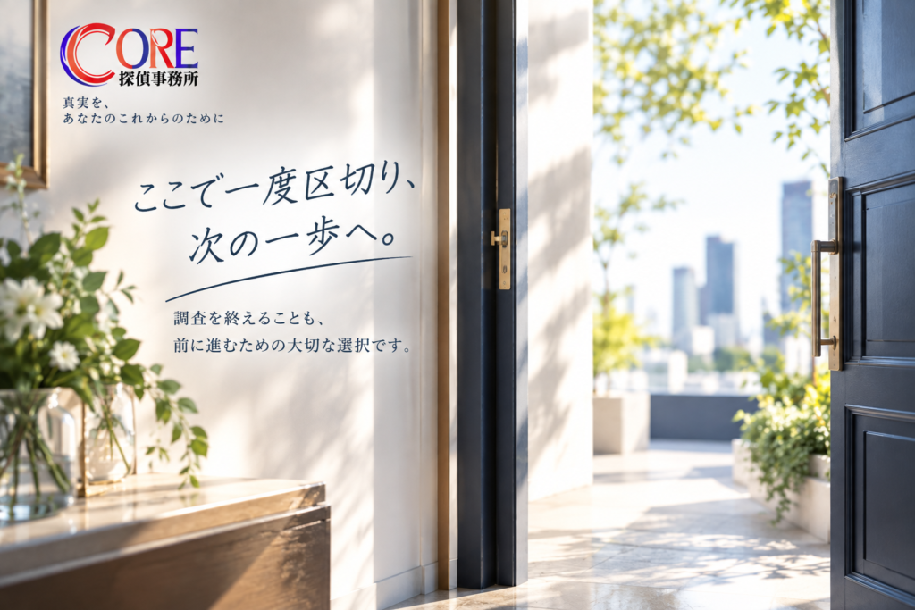 浮気調査を終えることも今後へ進むための選択肢であることを表すイメージ